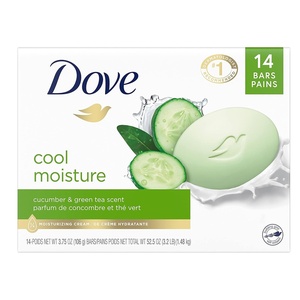 Dove Beauty Bar Soap Cool Moisture Cucumber & Green Tea Scent 6 Bars 3.75oz(3.75 Ounce (Pack of 14))