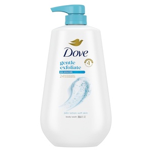 Dove Body Wash Body Wash Gentle Exfoliate Sea Minerals 30.6 oz Sulfate Free(Mandarin  Pear  Lily of Valley)