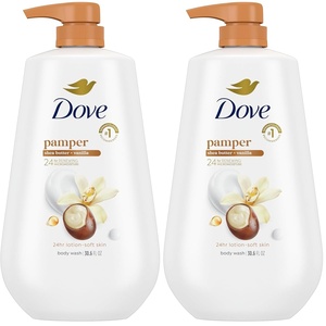 Dove Body Wash Pamper Shea Butter & Vanilla 30.6 oz Pump, Sulfate Free(30.6 Fl Oz (Pack of 2))