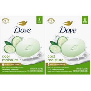Dove Cool Moisture Beauty Bar Soap , Refreshing Cleanser, 8 Count 3.75 oz(3.75 Ounce (Pack of 16))