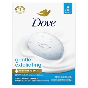 Dove Gentle Exfoliating Beauty Bar Soap , Renewing 8 Count 3.75 oz(Gentle Exfoliating)