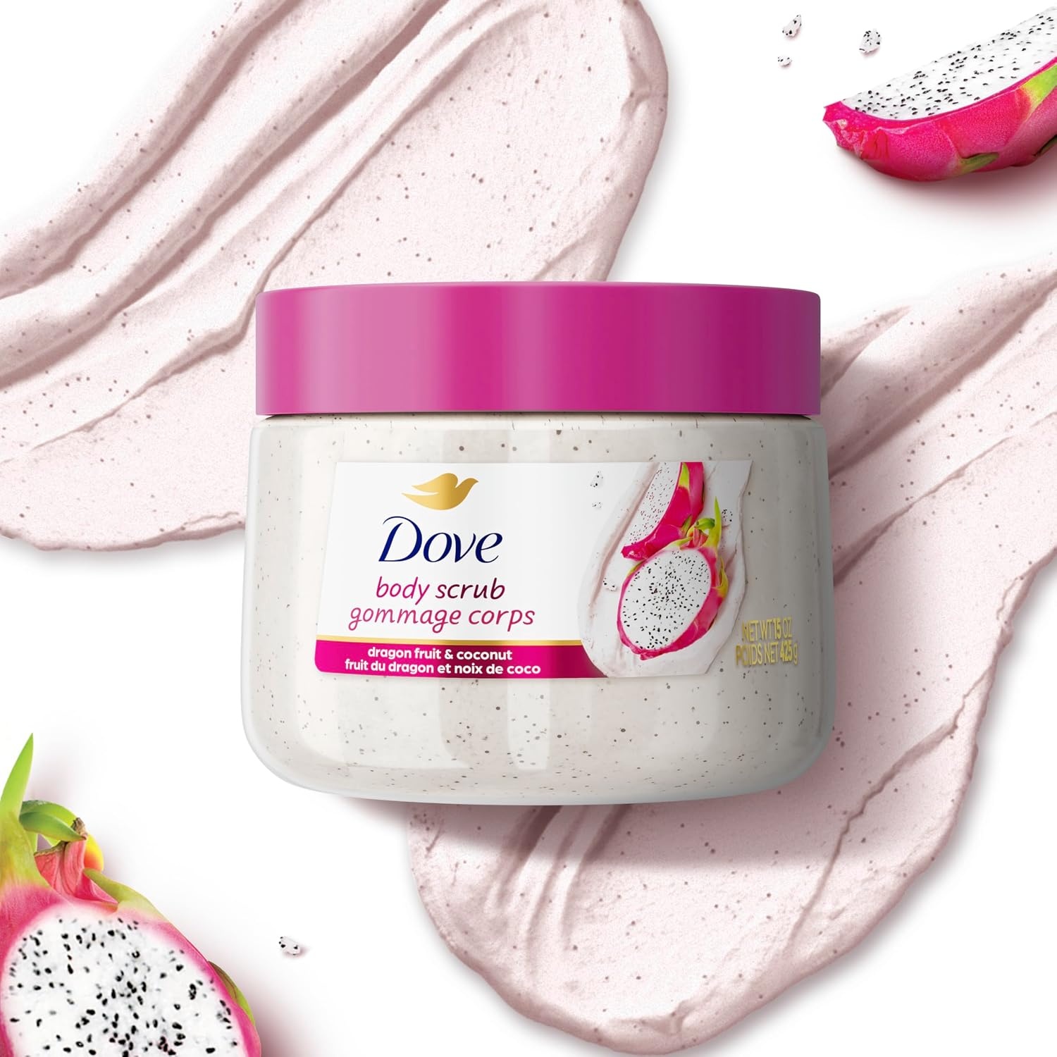 image:imageDove Body Scrub Dragon Fruit amp Coconut Cream Body Scrub Exfoliates and Deeply Nourishes for Smooth Radiant Skin 15 oz15 Ounce Pack of 1