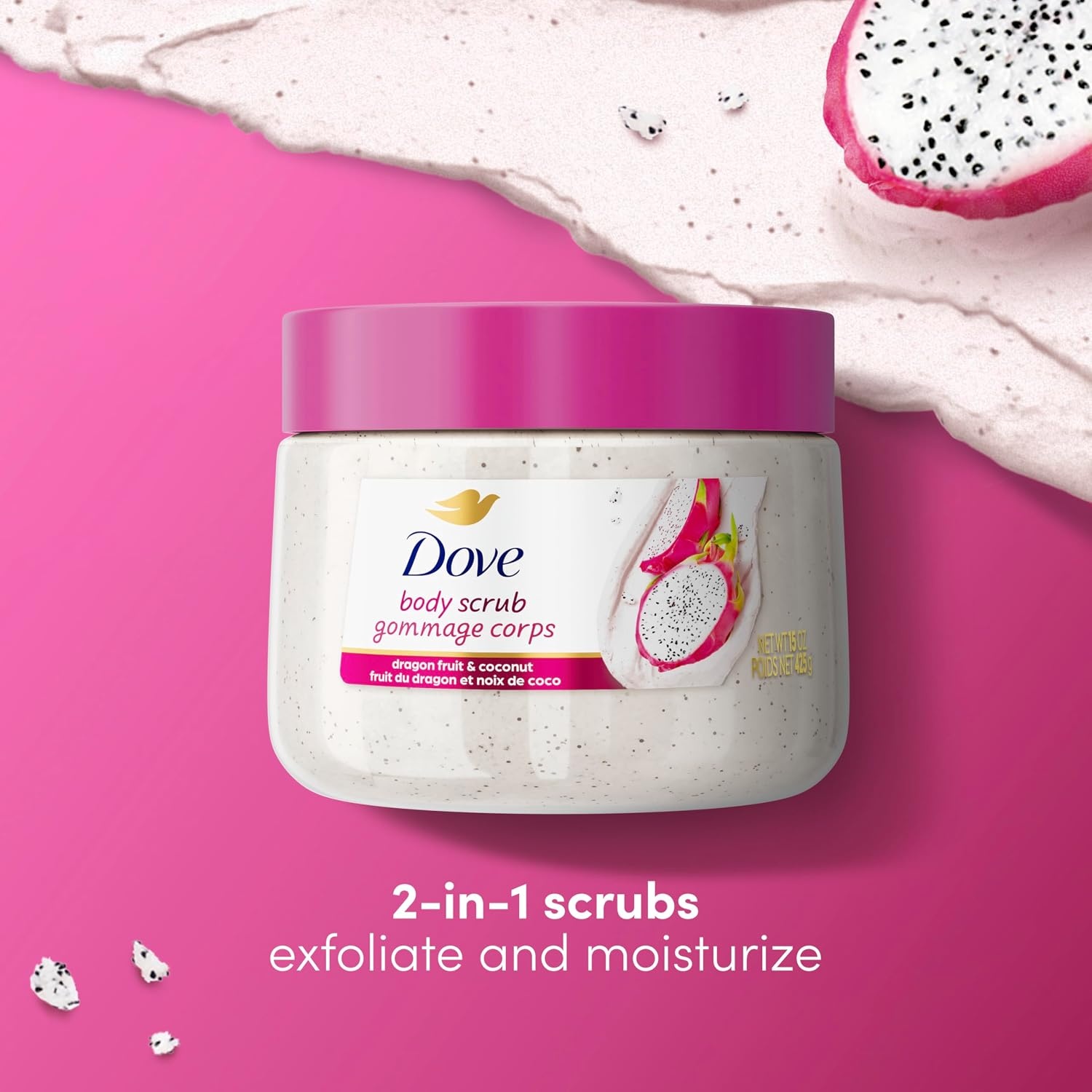 image:imageDove Body Scrub Dragon Fruit amp Coconut Cream Body Scrub Exfoliates and Deeply Nourishes for Smooth Radiant Skin 15 oz15 Ounce Pack of 1