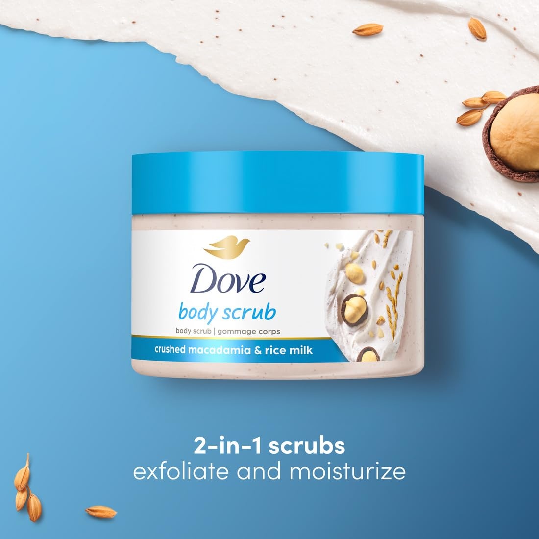 image:imageDove Exfoliating Body Polish Body Scrub Crushed Almond and Mango Butter 4 Count Exfoliating Scrub for Dry Skin Gently Exfoliates to Reveal Healthy Skin 105 ozCrushed Macadamia and Rice Milk