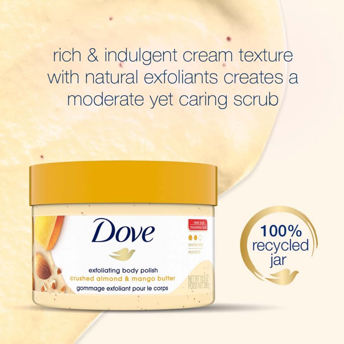 image:imageDove Exfoliating Body Polish Body Scrub Crushed Almond and Mango Butter 4 Count Exfoliating Scrub for Dry Skin Gently Exfoliates to Reveal Healthy Skin 105 ozMango Almond