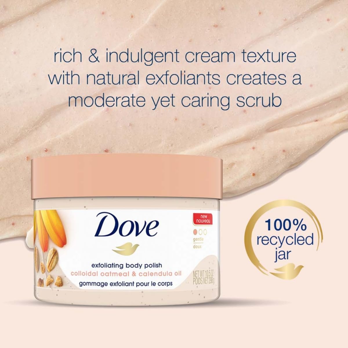 image:imageDove Exfoliating Body Polish Body Scrub Crushed Almond and Mango Butter 4 Count Exfoliating Scrub for Dry Skin Gently Exfoliates to Reveal Healthy Skin 105 ozSubtle Floral