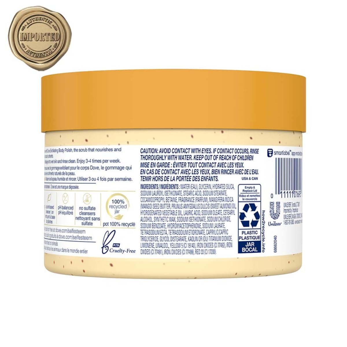 image:imageDove Exfoliating Body Polish Body Scrub Crushed Almond and Mango Butter 4 Count Exfoliating Scrub for Dry Skin Gently Exfoliates to Reveal Healthy Skin 105 ozMango Almond