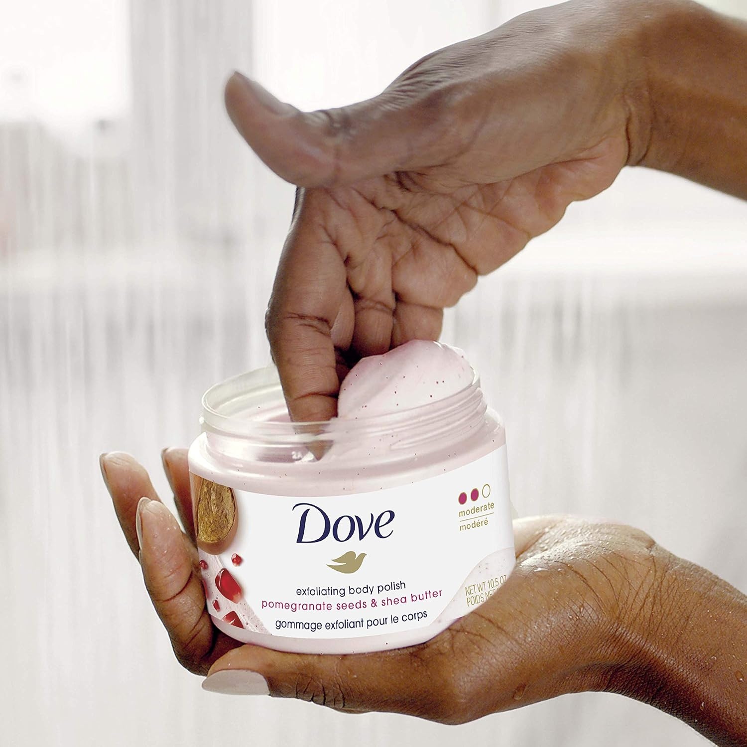 image:imageDove Exfoliating Body Polish Body Scrub Crushed Almond and Mango Butter 4 Count Exfoliating Scrub for Dry Skin Gently Exfoliates to Reveal Healthy Skin 105 ozPomegranate