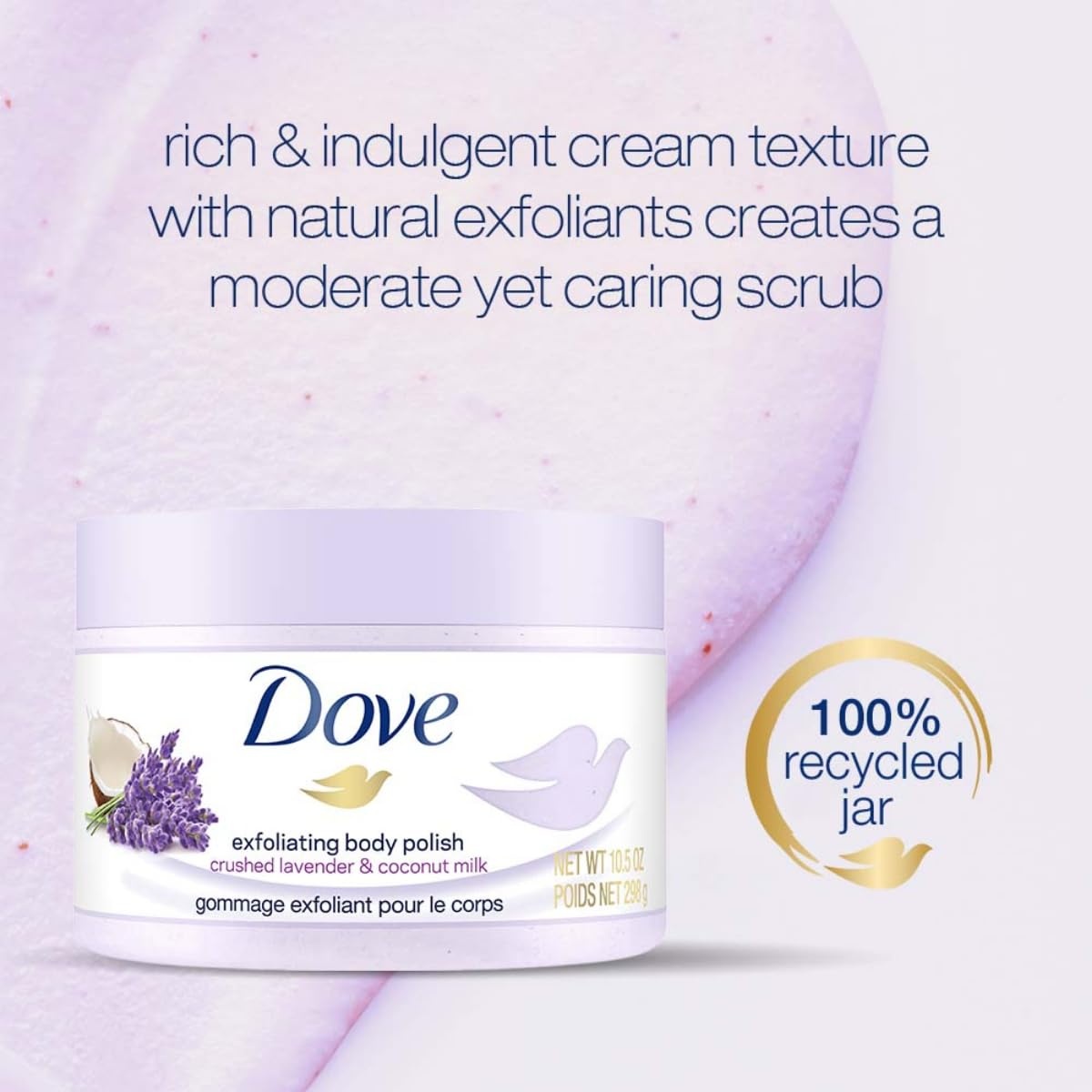image:imageDove Exfoliating Body Polish Body Scrub Crushed Almond and Mango Butter 4 Count Exfoliating Scrub for Dry Skin Gently Exfoliates to Reveal Healthy Skin 105 ozLavender Coconut Milk