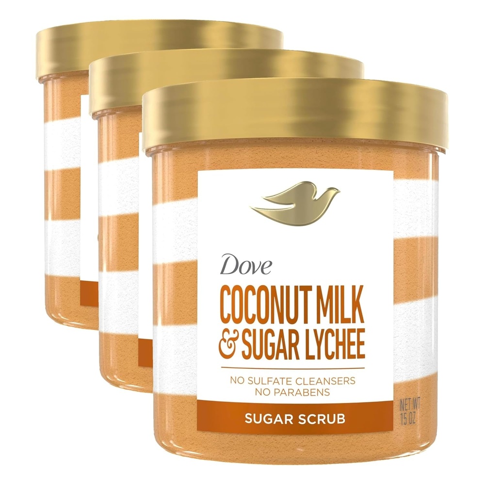 image:imageDove Sugar Body Scrub Coconut amp Lychee For Exfoliated amp Hydrated skin 15 oz15 Ounce Pack of 3