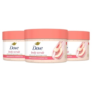 Dove Body Scrub White Peach & Crushed Rice 3 Count for Visibly Silky-Smooth, Nourished Skin, with ¼ Moisturizing Cream(White Peach & Crushed Rice)