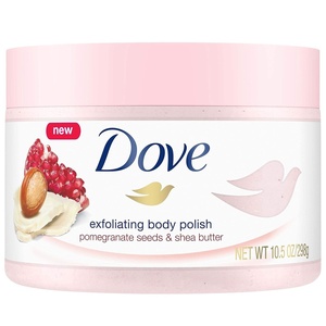 Dove Scrub For Silky Smooth Skin Brown Sugar & Coconut Butter Body Scrub Exfoliates & Restores Skin’s Natural Nutrients, 10.5 oz, 4 Count(Pomegranate)
