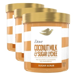 Dove Sugar Body Scrub Coconut & Lychee For Exfoliated & Hydrated skin 15 oz(15 Ounce (Pack of 3))