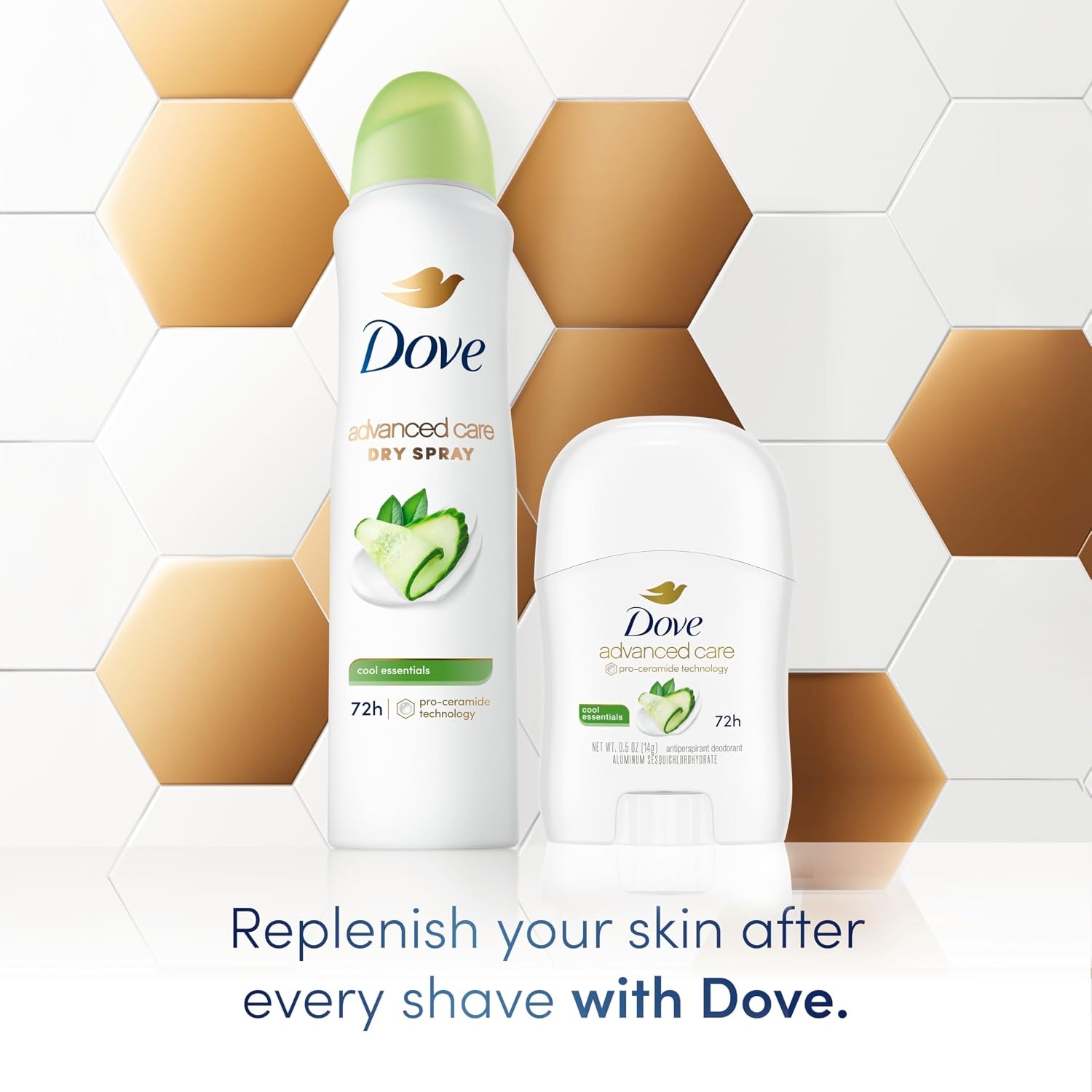 image:imageDove Advanced Care Antiperspirant Deodorant Stick 36 Ct Cool Essentials for helping your skinbarrier repair after shaving 72h odor control and allday sweatprotection with ProCeramide Technology 05ozCucumber Pear