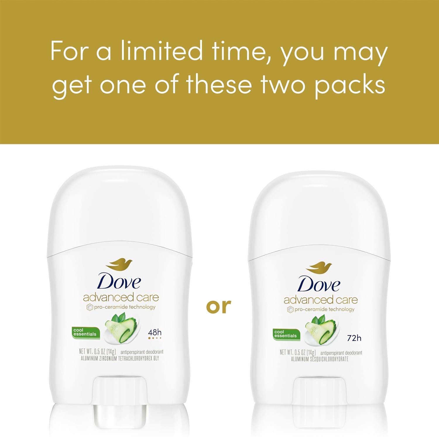 image:imageDove Advanced Care Antiperspirant Deodorant Stick 36 Ct Cool Essentials for helping your skinbarrier repair after shaving 72h odor control and allday sweatprotection with ProCeramide Technology 05ozCucumber Pear