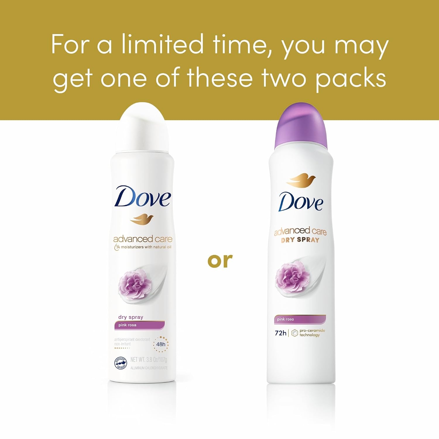 image:imageDove Advanced Care Antiperspirant amp Deodorant Spray Pink Rosa 3 count 72 hr Protection 38 oz