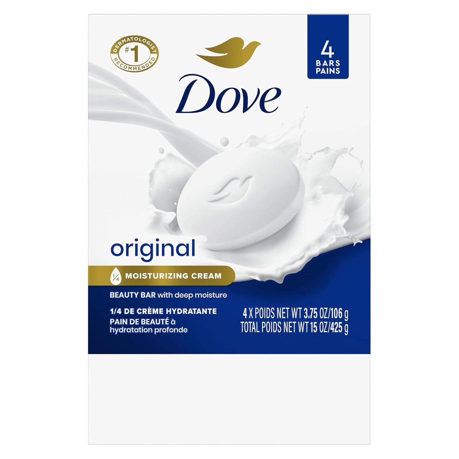 image:imageDove Beauty Bar Gentle Skin Cleanser Moisturizing for Gentle Soft Skin Care Original Made With 14 Moisturizing Cream 375 oz 14 Bars15 Ounce Pack of 1