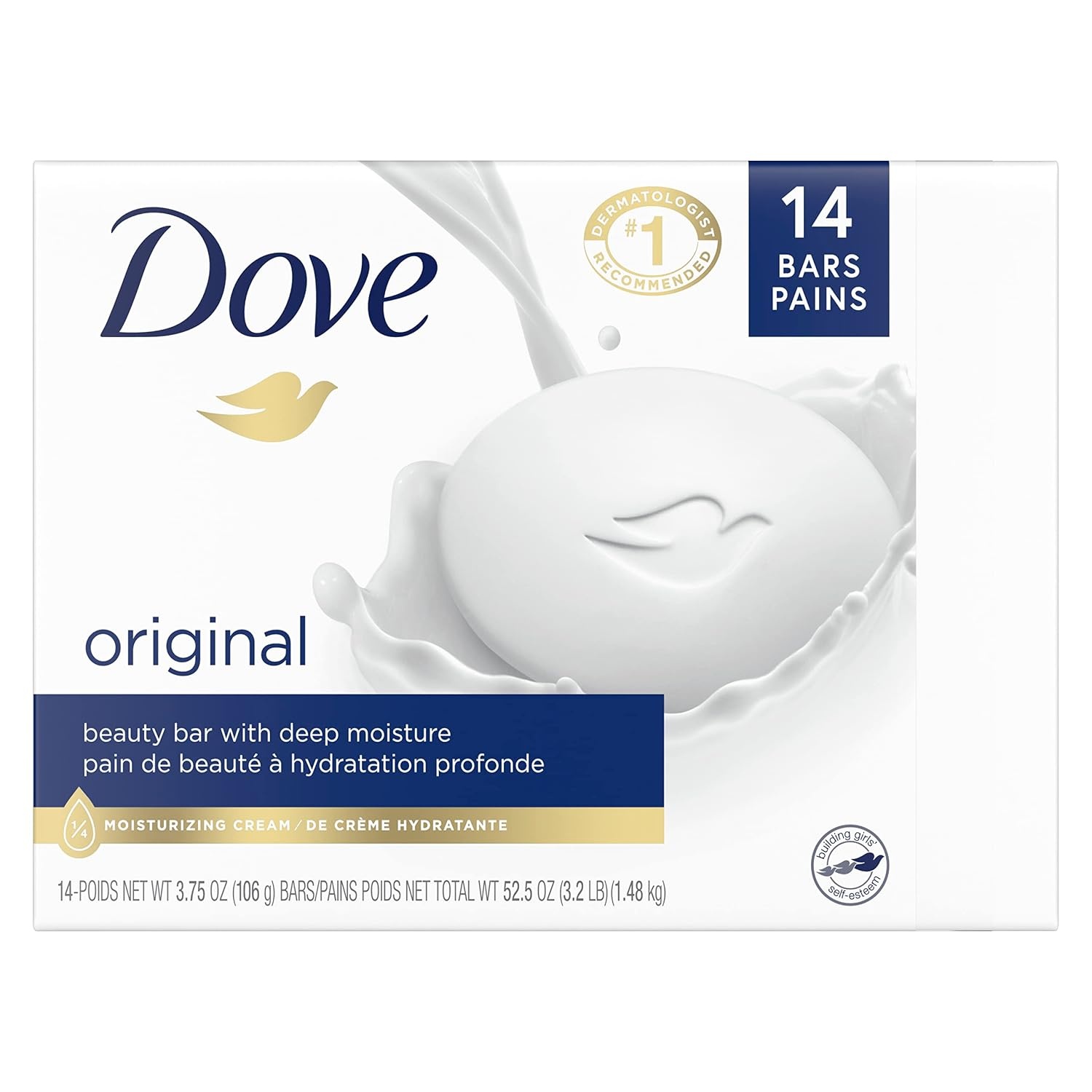 image:imageDove Beauty Bar Gentle Skin Cleanser Moisturizing for Gentle Soft Skin Care Original Made With 14 Moisturizing Cream 375 oz 14 Bars375 Ounce Pack of 14