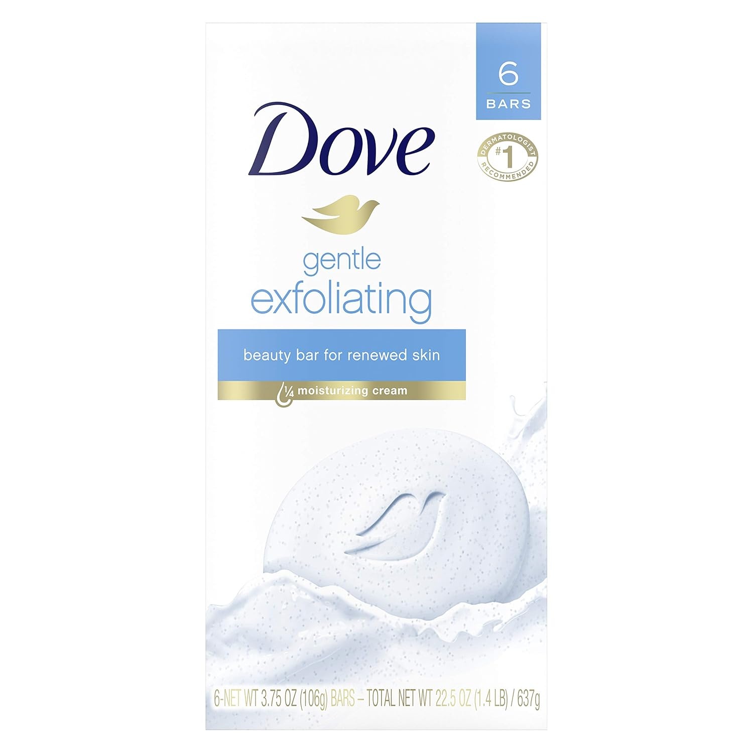 image:imageDove Beauty Bar More Moisturizing Than Bar Soap Gentle Exfoliating With Mild Cleanser For Softer And Smoother Skin 375 oz Pack of 14Exfoliating