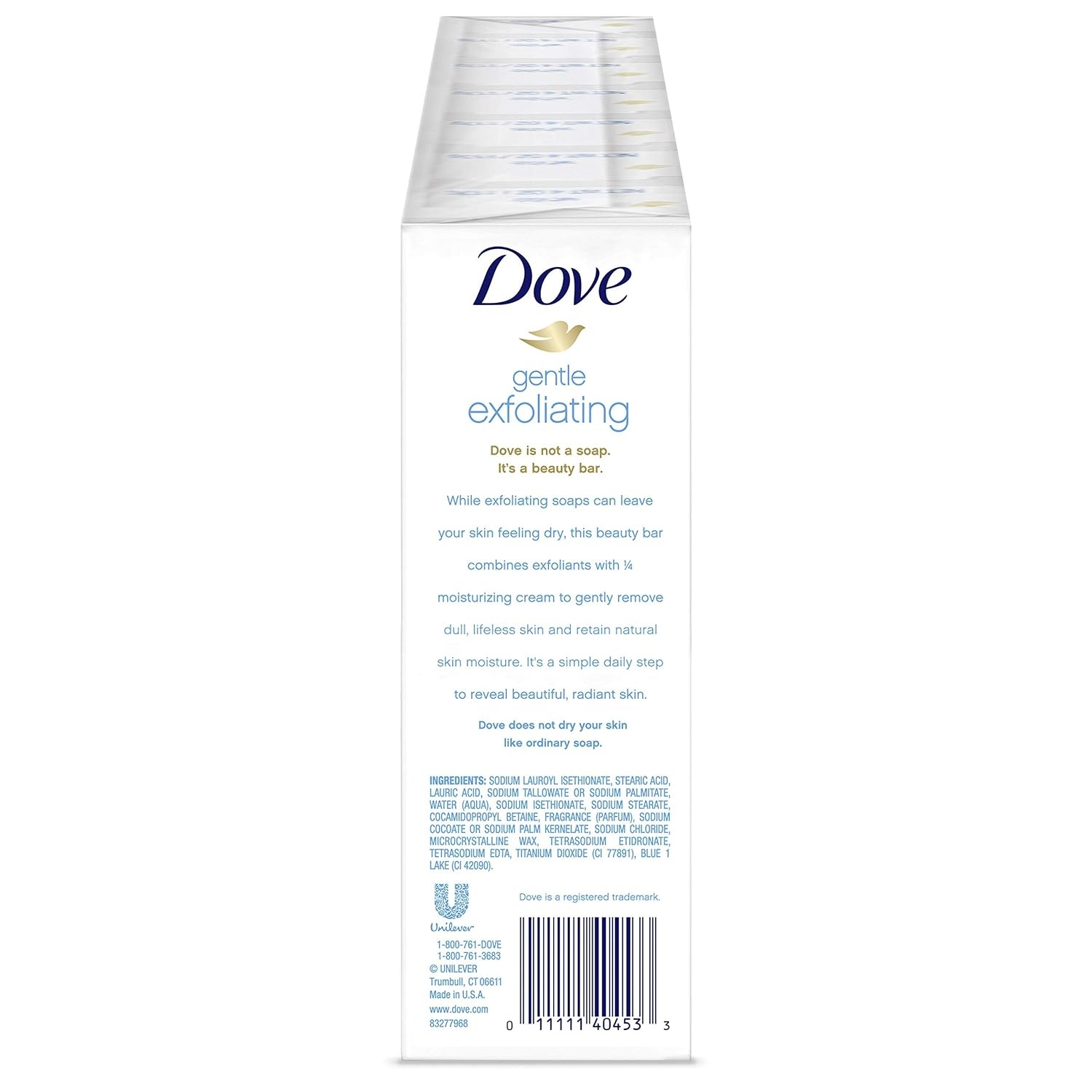 image:imageDove Beauty Bar More Moisturizing Than Bar Soap Gentle Exfoliating With Mild Cleanser For Softer And Smoother Skin 375 oz Pack of 14Gentle