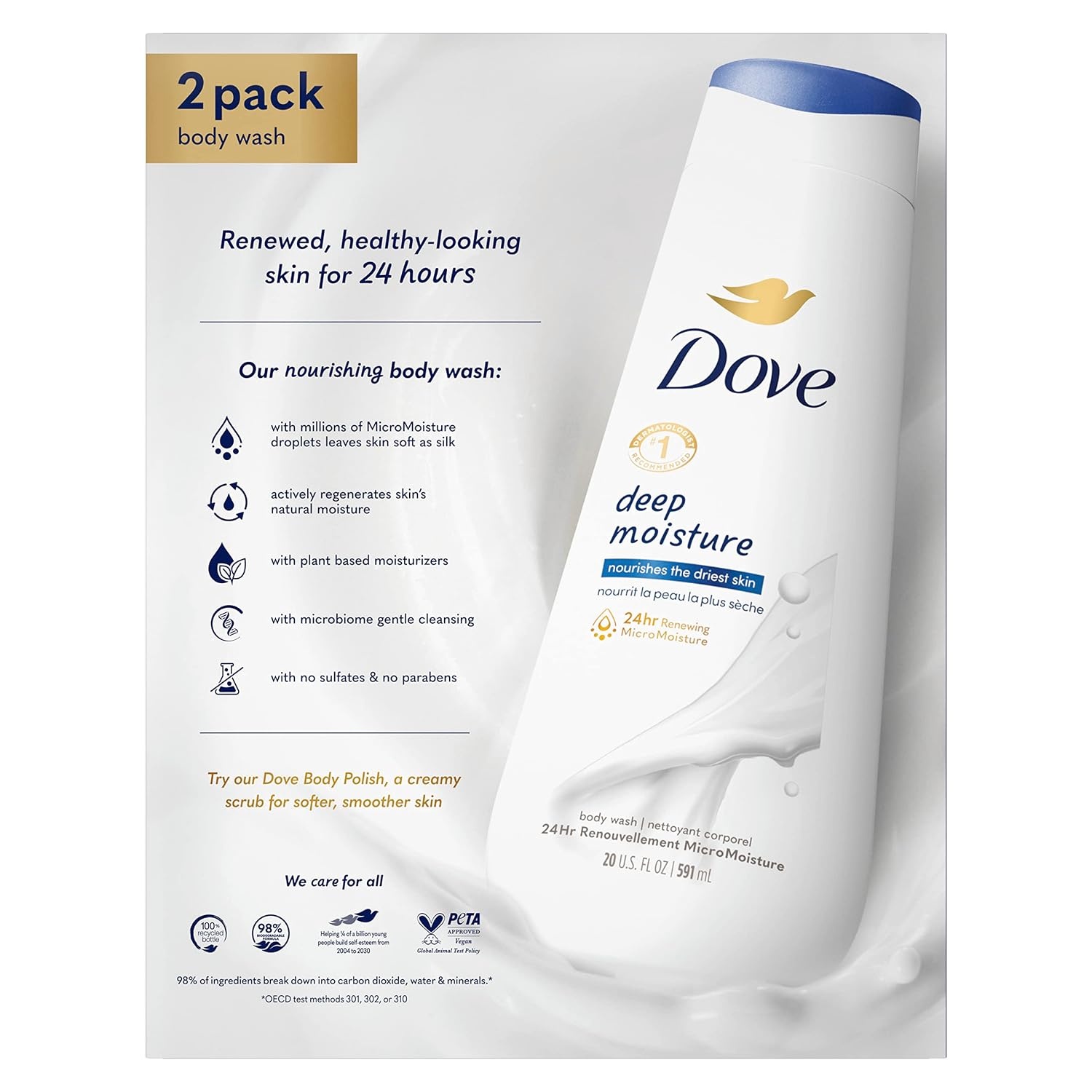 image:imageDove Body Wash Deeply Nourishing Value Size 3Pack Moisturizing Shower Soap Liquid for Softer Smoother Skin 338 Oz Ea20 Fl Oz Pack of 2