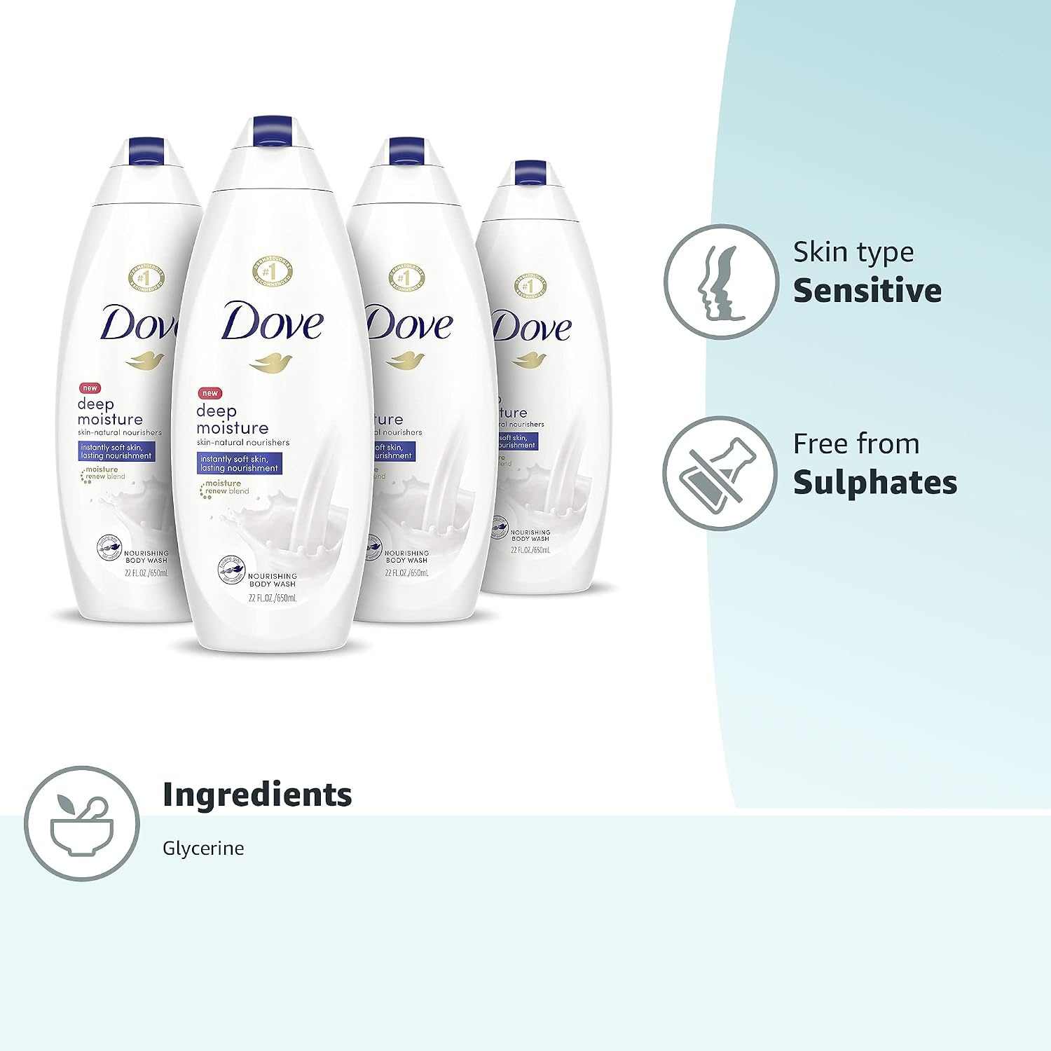 image:imageDove Body Wash Deeply Nourishing Value Size 3Pack Moisturizing Shower Soap Liquid for Softer Smoother Skin 338 Oz Ea22 Fl Oz Pack of 20