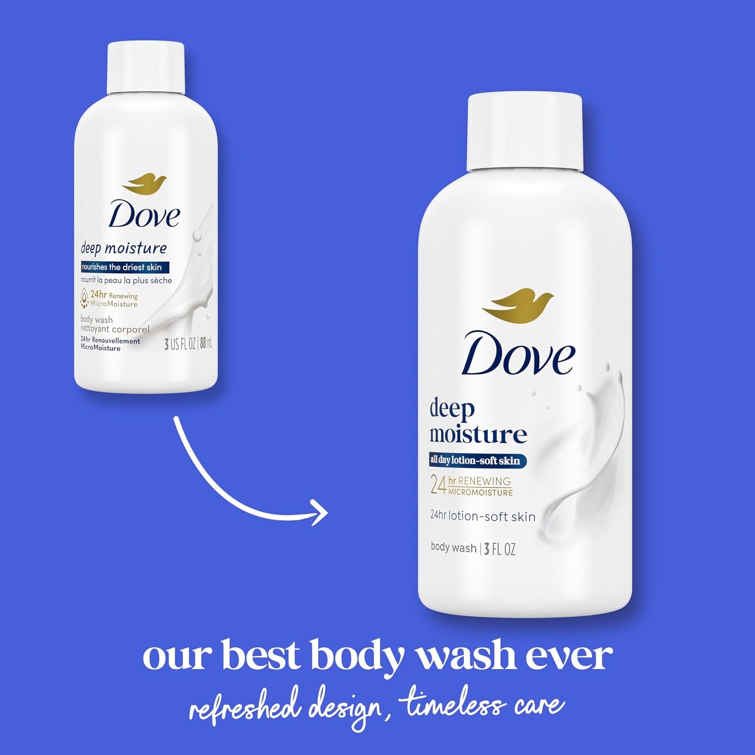 image:imageDove Body Wash Deeply Nourishing Value Size 3Pack Moisturizing Shower Soap Liquid for Softer Smoother Skin 338 Oz Ea3 Fl Oz Pack of 24