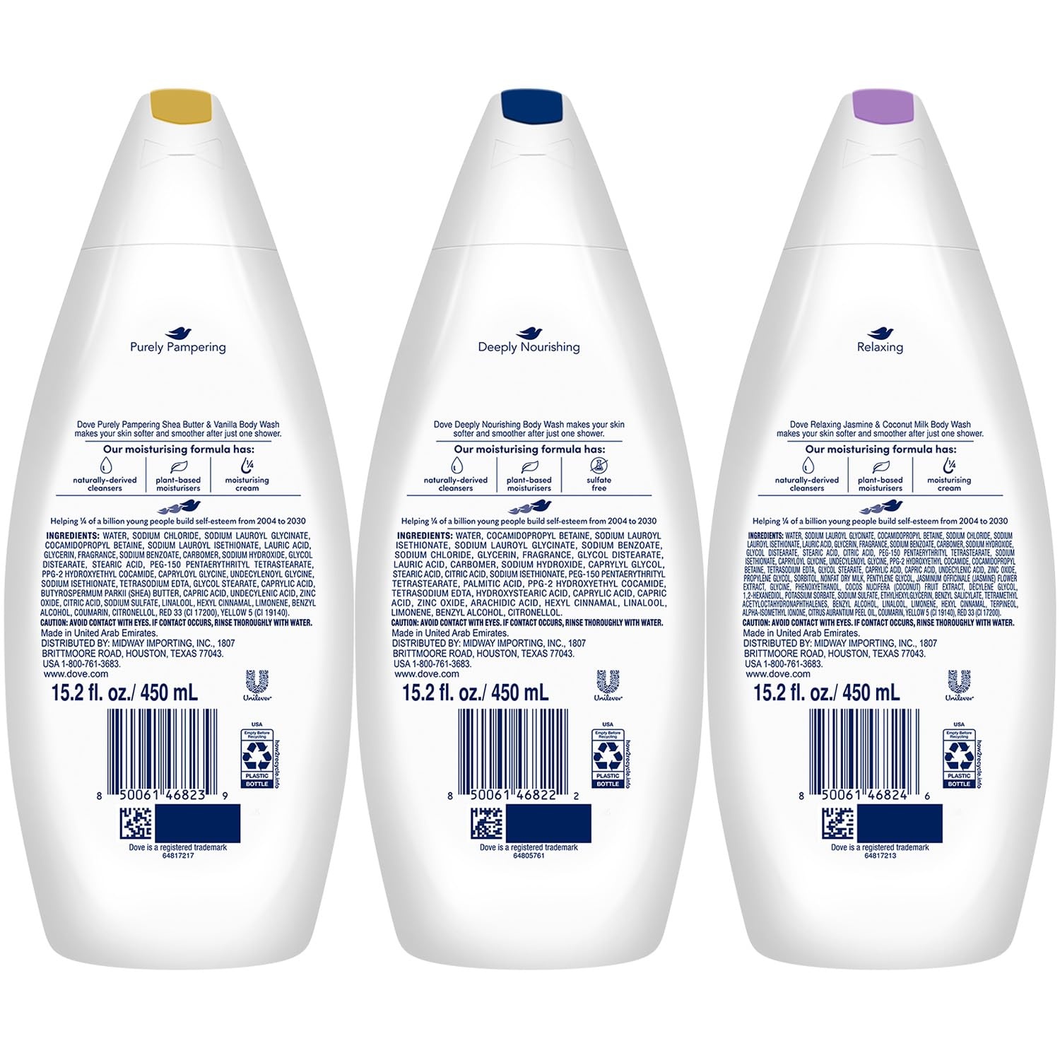 image:imageDove Body Wash Variety 3Pack Relaxing Jasmine amp Coconut Milk Pampering Shea Butter amp Warm Vanilla Deeply Nourishing PlantBased Moisture for Soft Smooth Skin 152 Oz Ea