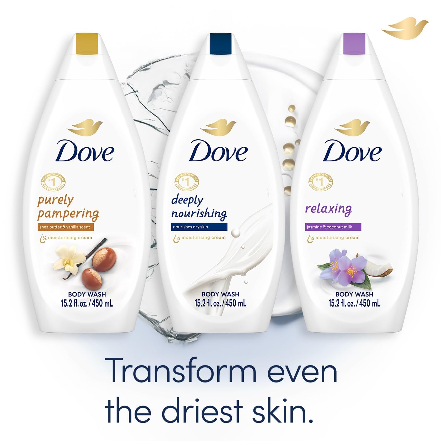 image:imageDove Body Wash Variety 3Pack Relaxing Jasmine amp Coconut Milk Pampering Shea Butter amp Warm Vanilla Deeply Nourishing PlantBased Moisture for Soft Smooth Skin 152 Oz Ea