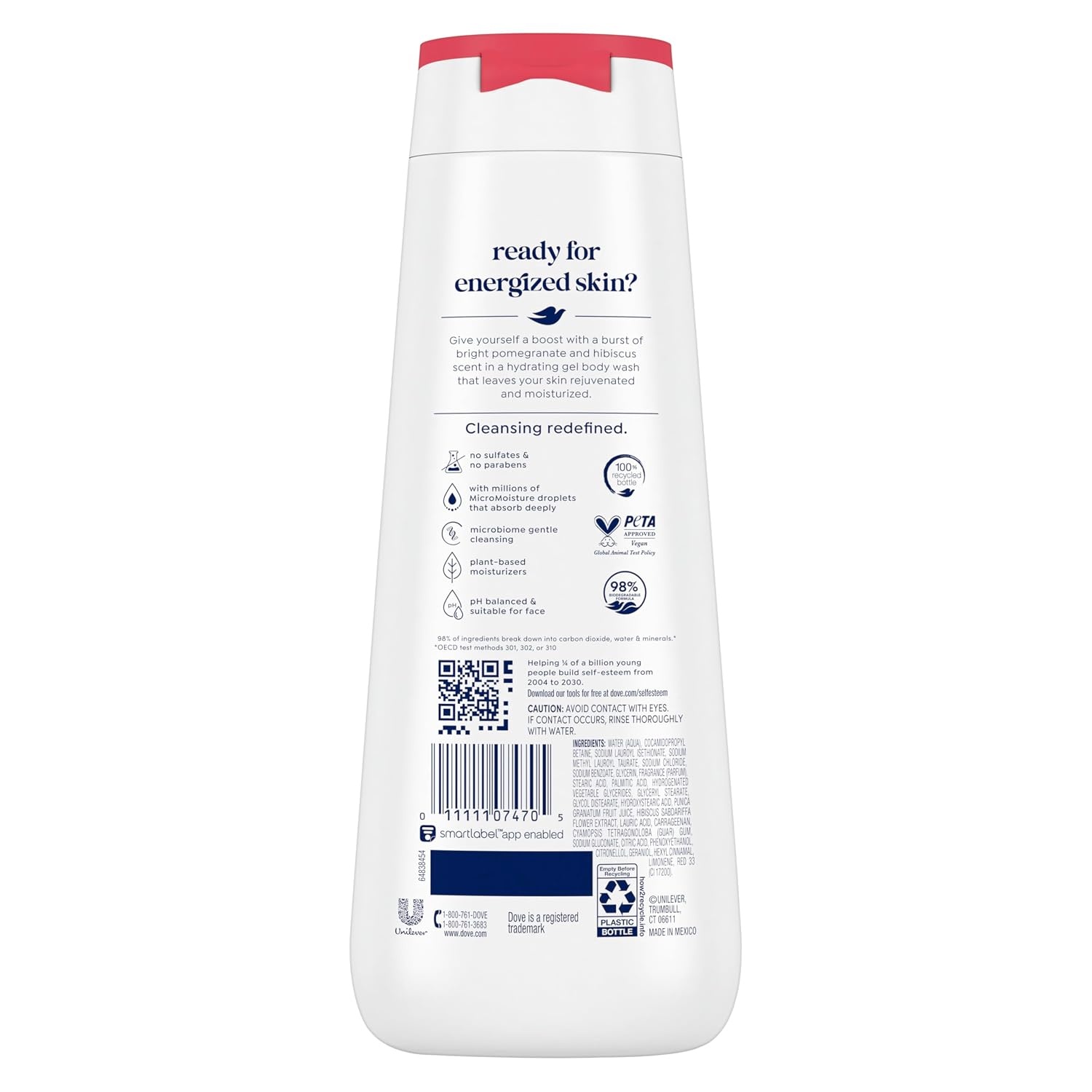 image:imageDove Body Wash for Softer Smoother Skin After Just One Use Rejuvenating Pomegranate and Hibiscus Tea Effectively Washes Away Bacteria While Nourishing Your Skin 22 Fl Ounce Pack of 4Pomegranate