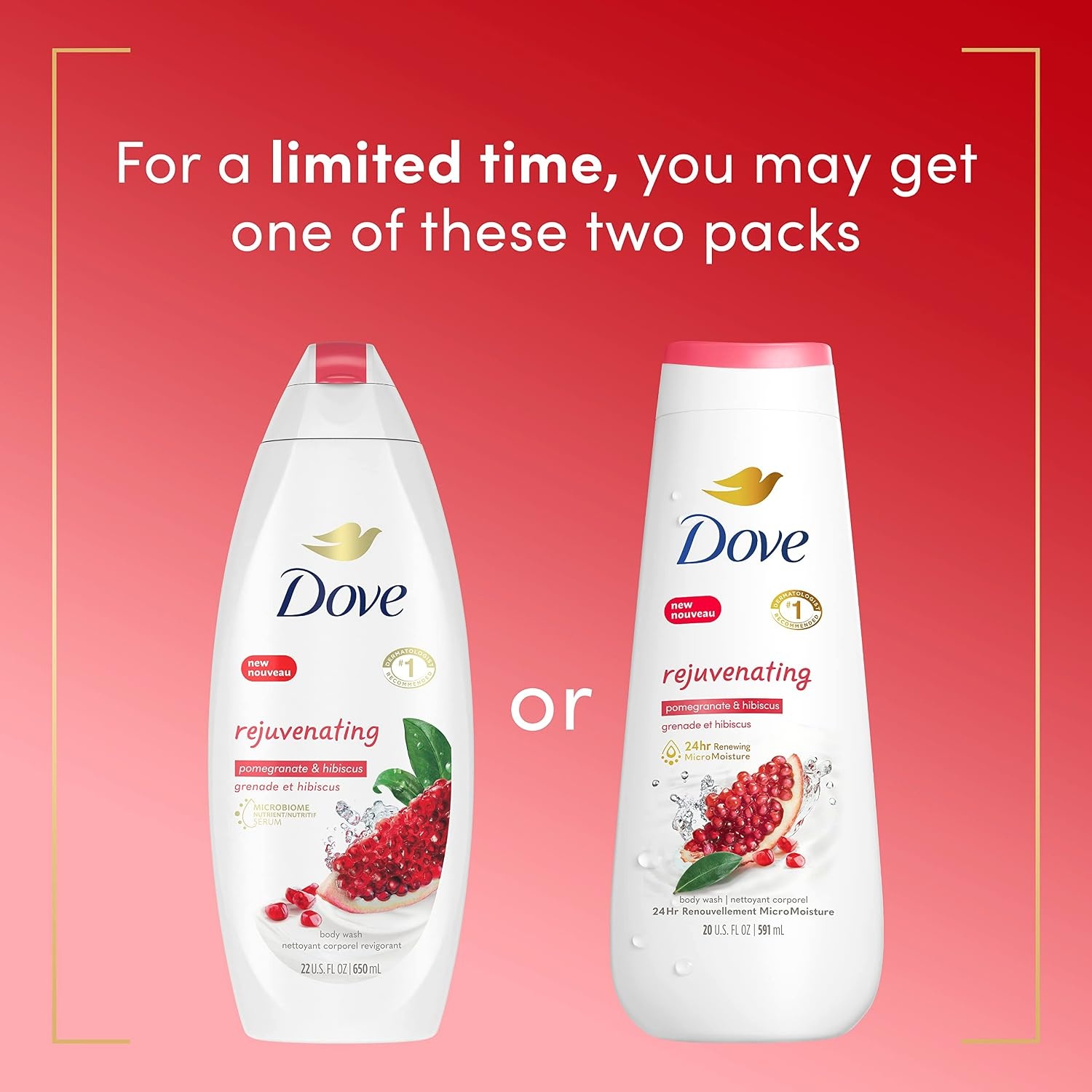 image:imageDove Body Wash for Softer Smoother Skin After Just One Use Rejuvenating Pomegranate and Hibiscus Tea Effectively Washes Away Bacteria While Nourishing Your Skin 22 Fl Ounce Pack of 4Revive