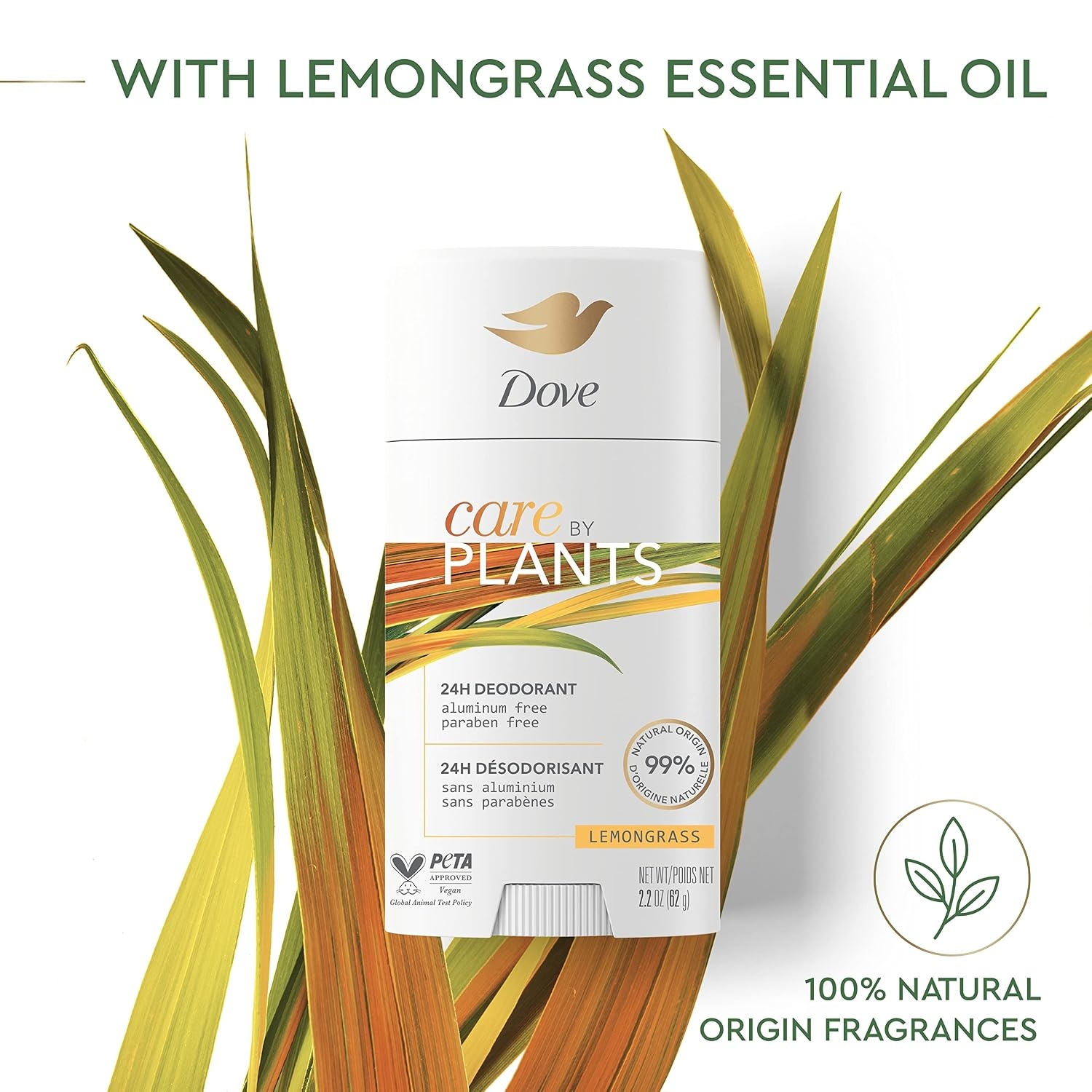 image:imageDove Care by Plants Deodorant Stick for longlasting deodorant protection Lemongrass aluminum free deodorant 26 oz 3 Count26 Ounce Pack of 6