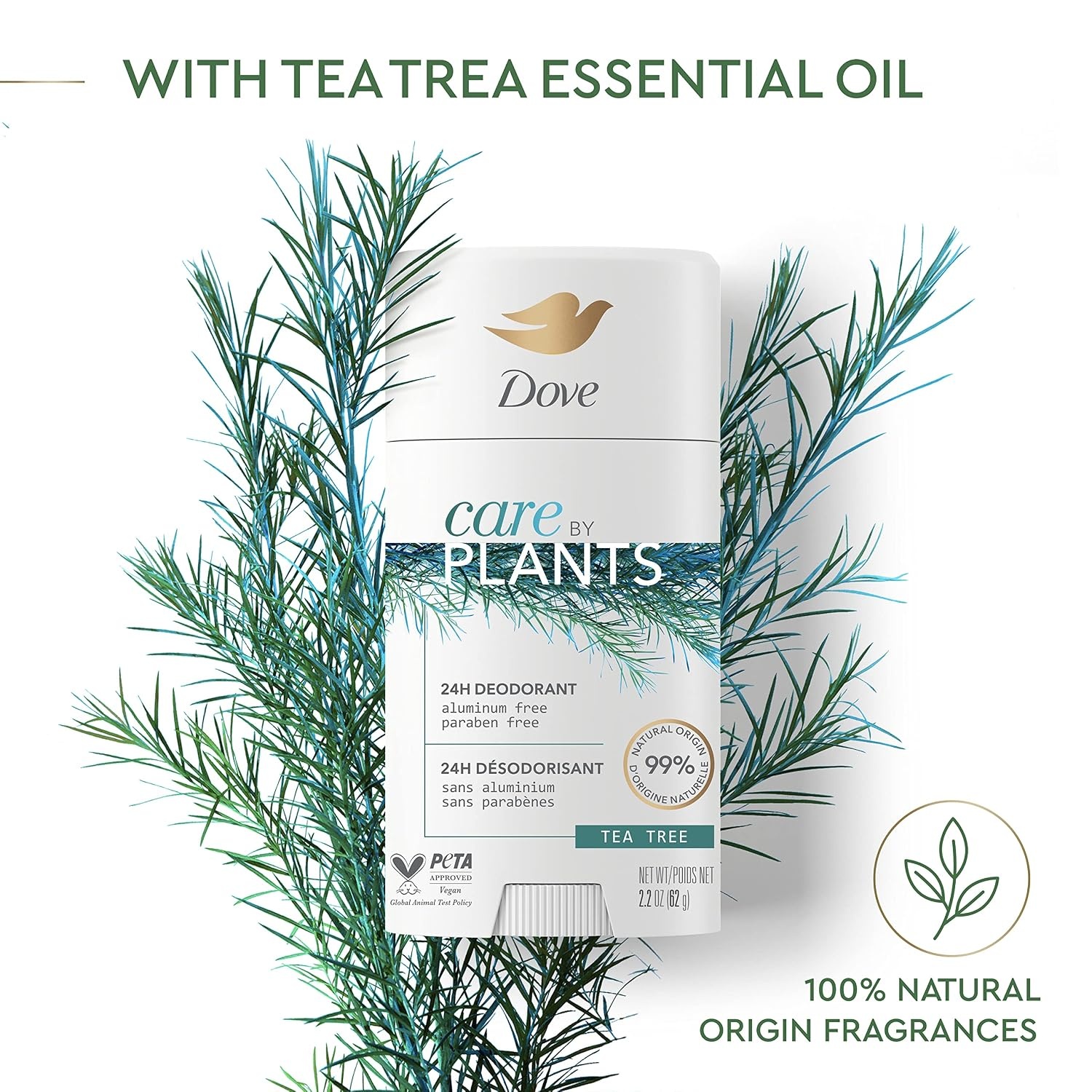 image:imageDove Care by Plants Deodorant Stick for longlasting deodorant protection Tea Tree aluminum free deodorant 26 oz 3 Count