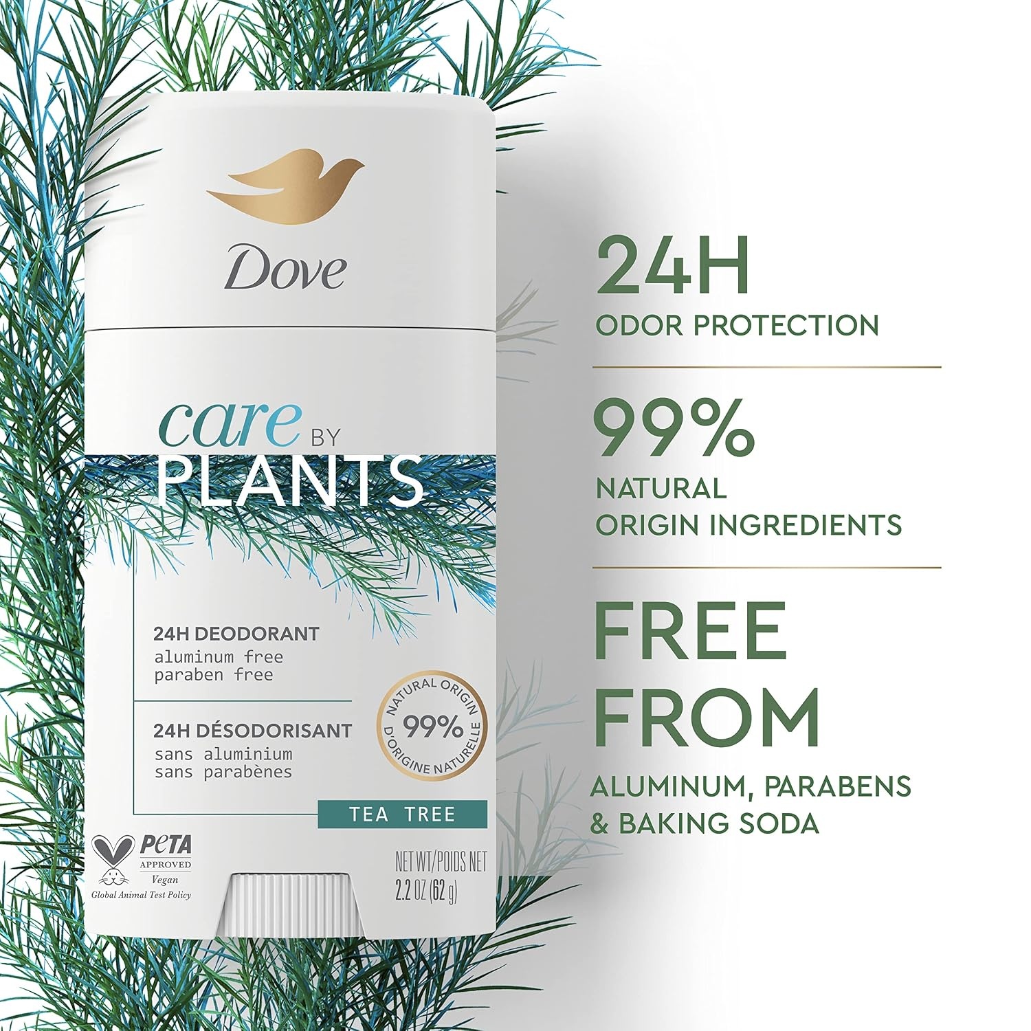 image:imageDove Care by Plants Deodorant Stick for longlasting deodorant protection Tea Tree aluminum free deodorant 26 oz 3 Count