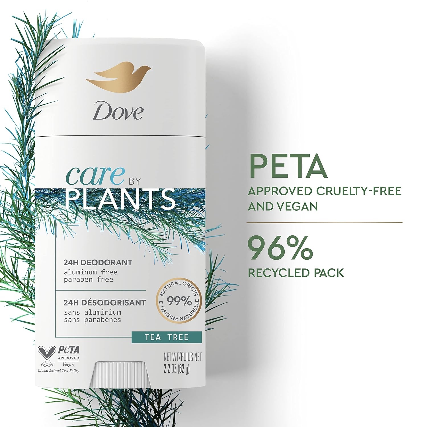 image:imageDove Care by Plants Deodorant Stick for longlasting deodorant protection Tea Tree aluminum free deodorant 26 oz 3 Count