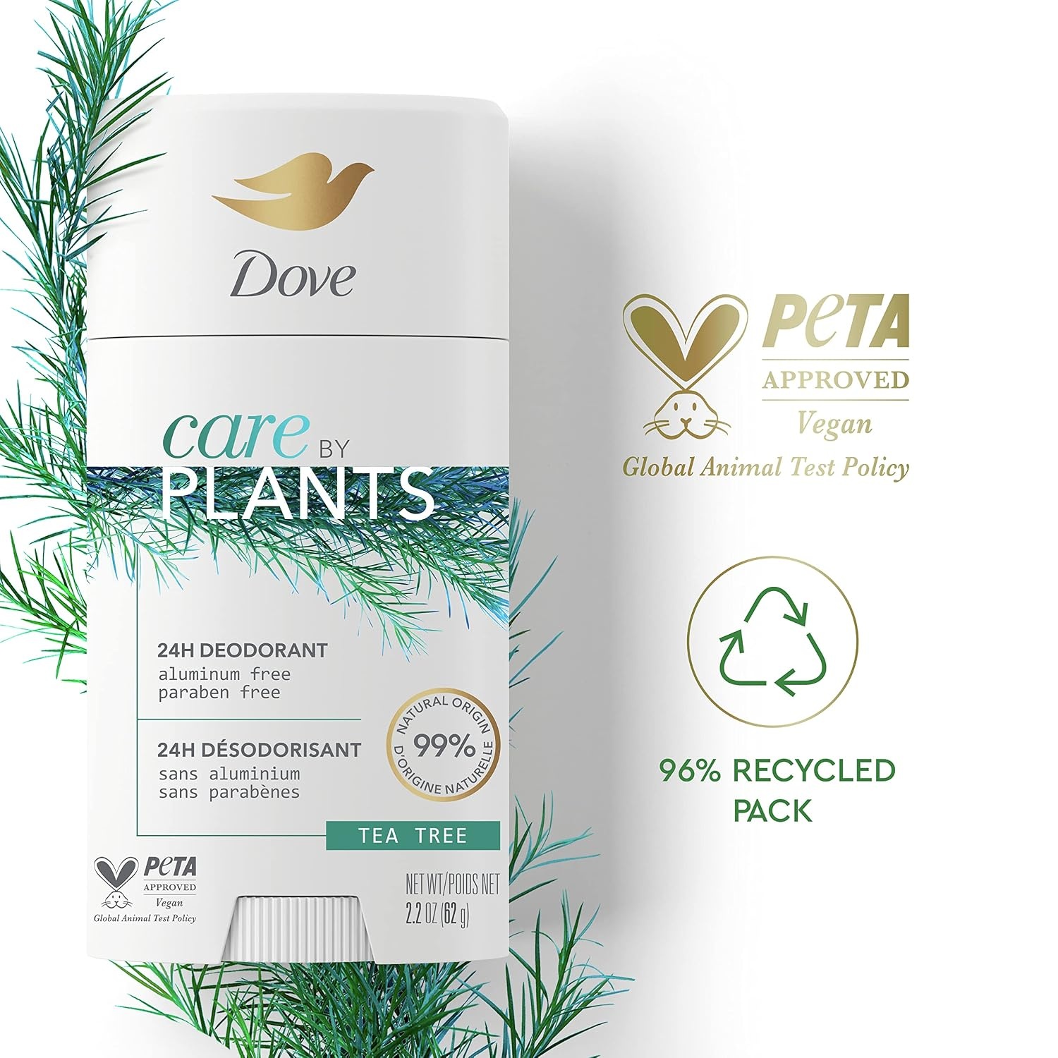 image:imageDove Care by Plants Deodorant Stick for longlasting deodorant protection Tea Tree aluminum free deodorant 26 oz 3 Count