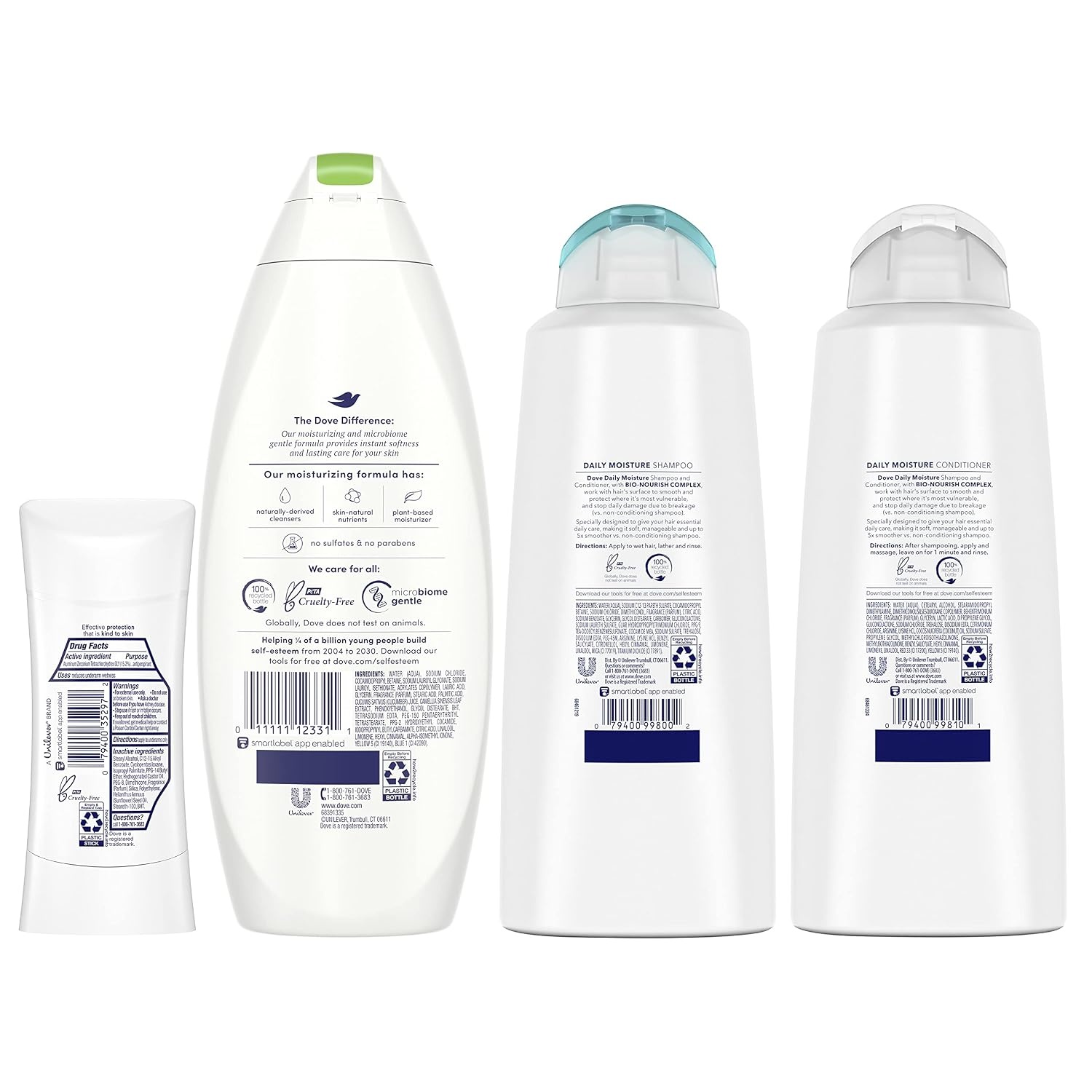 image:imageDove Cool Moisture Regimen Pack 2 Hair and 2 Skin Products for Soft Skin and Clean Hair4 Piece Set