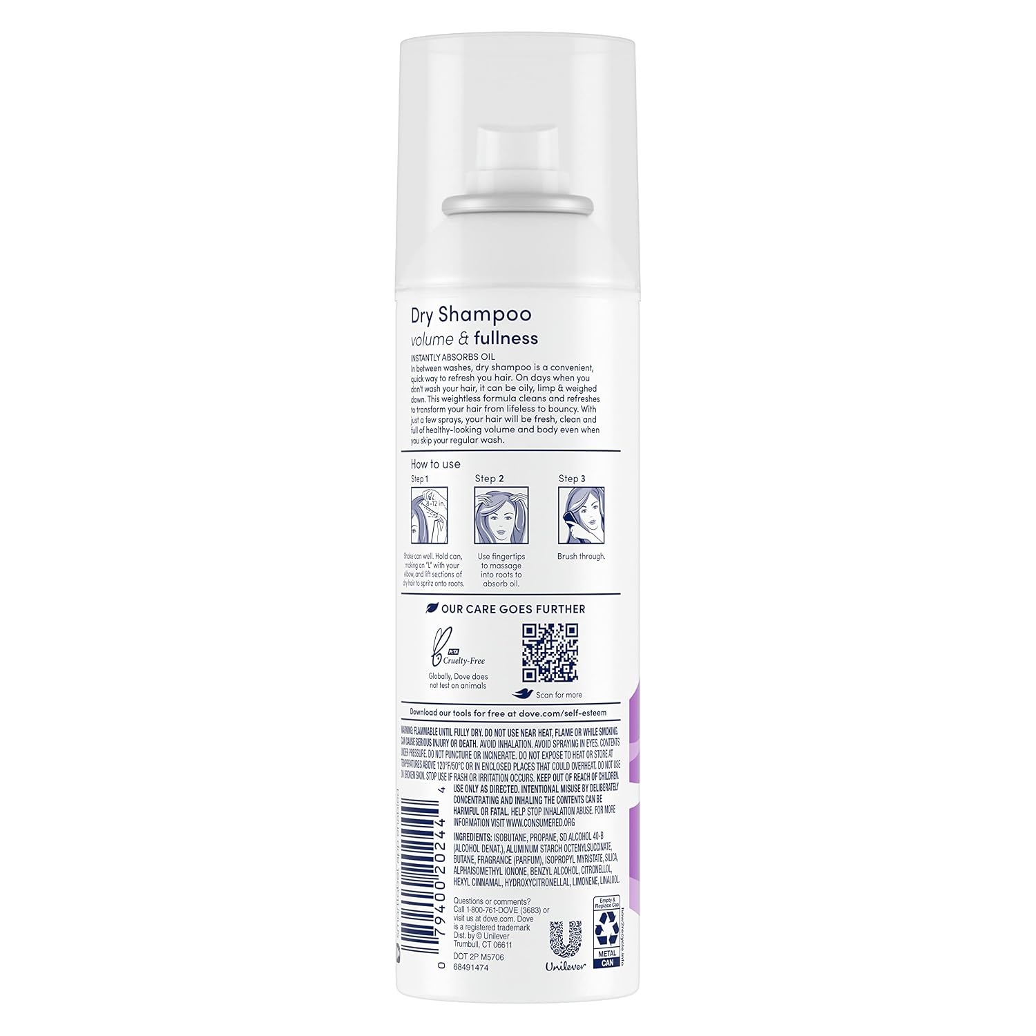 image:imageDove Dry Shampoo Volume and Fullness 3 Count Hair Treatment for Oily Hair Cleansing Hair Volumizer 5 oz