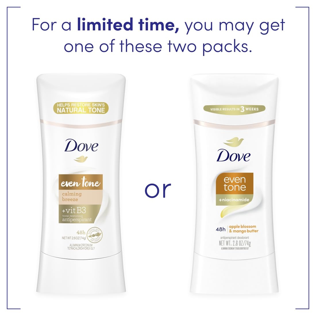 image:imageDove Even Tone Antiperspirant Stick Peach Blossom amp Rice Milk 3PK 26 oz26 Ounce Pack of 3