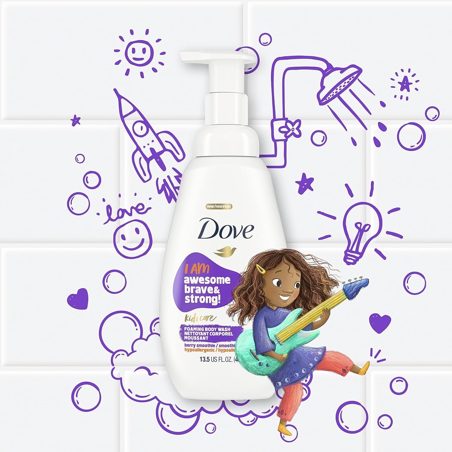 image:imageDove Foaming Body Wash For Kids 4 Count Berry Smoothie Hypoallergenic Skin Care 135 ozBlueberry