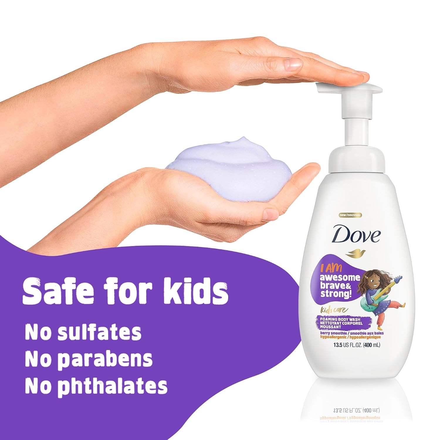 image:imageDove Foaming Body Wash For Kids 4 Count Berry Smoothie Hypoallergenic Skin Care 135 ozBlueberry
