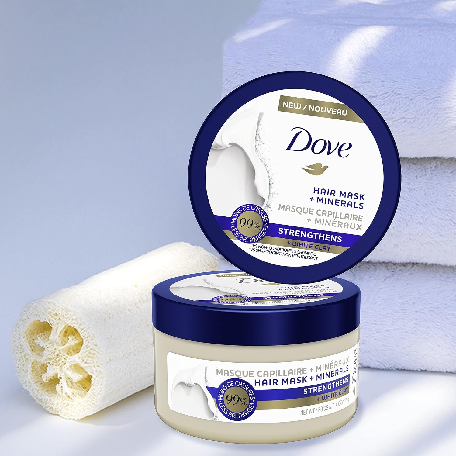 image:imageDove Hair Mask Strengthening Hair Mask for Damaged Hair and Hair Breakage Minerals White Clay 4 oz 4 Count