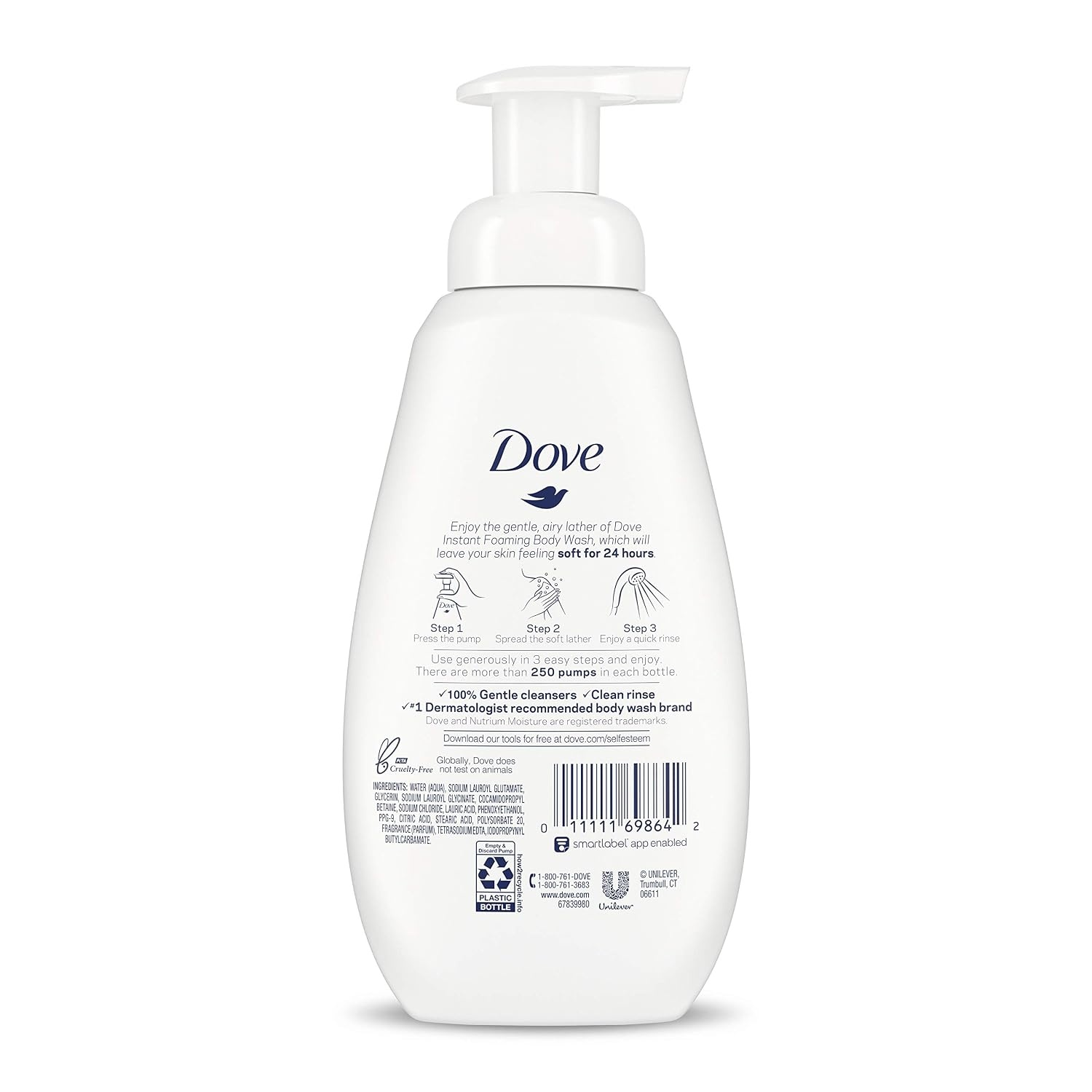 image:imageDove Instant Foaming Body Wash 4 Count for Softer and Smoother Skin Sensitive Skin Effectively Washes Away Bacteria While Nourishing Your Skin 135 oz