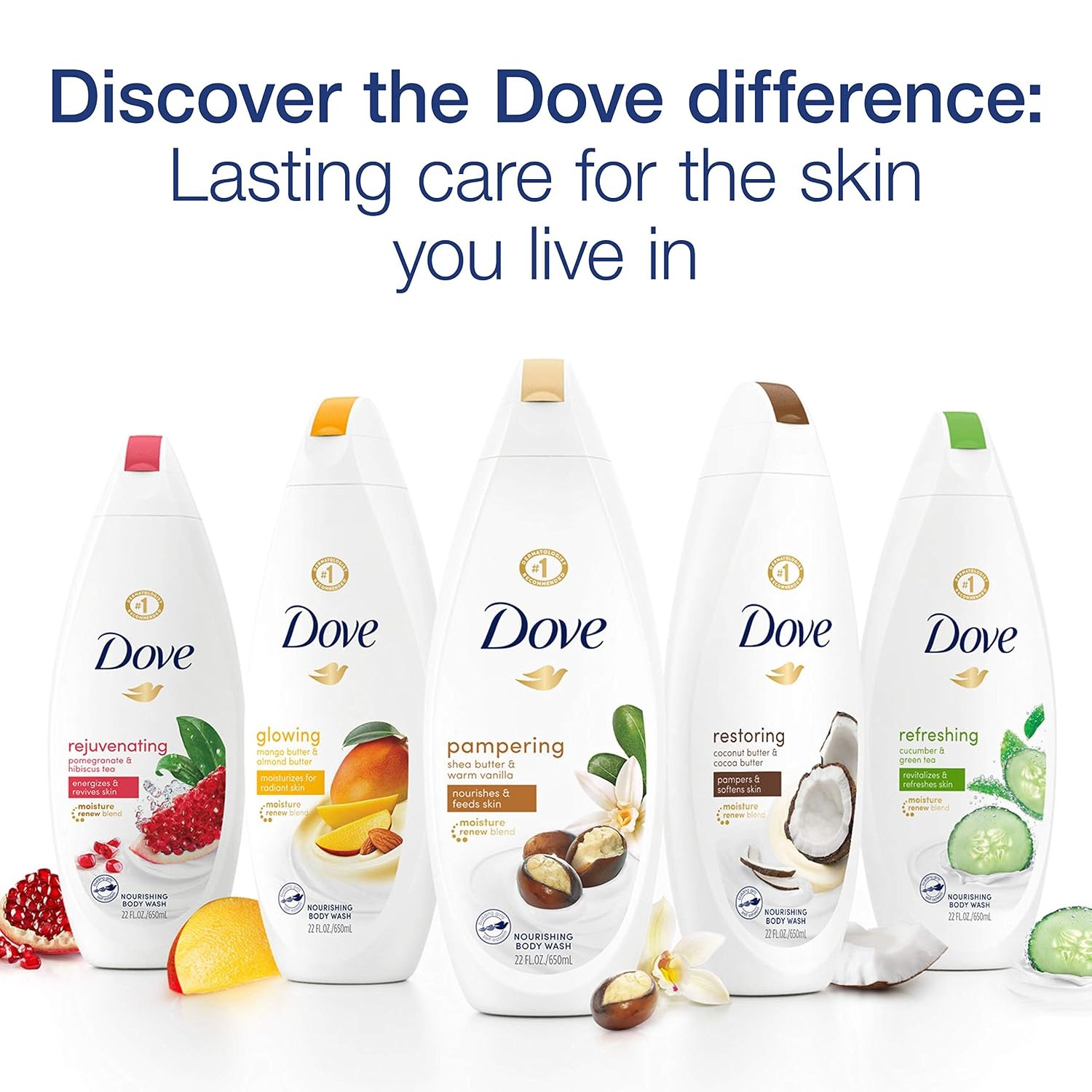 image:imageDove Purely Pampering Body Wash for Dry Skin Coconut Butter and Cocoa Butter Effectively Washes Away Bacteria While Nourishing Your Skin 22 oz 4 count24 Fl Oz Pack of 2