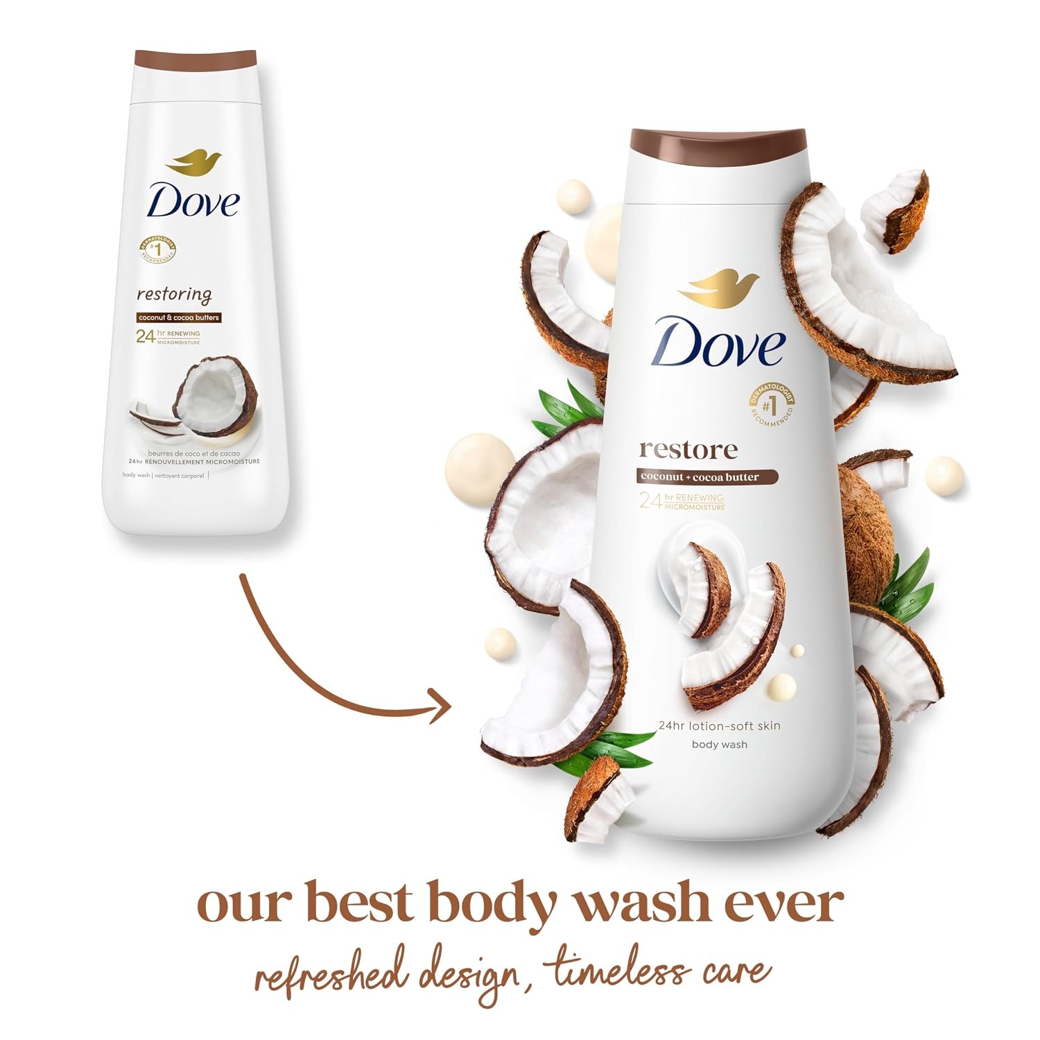 image:imageDove Purely Pampering Body Wash for Dry Skin Coconut Butter and Cocoa Butter Effectively Washes Away Bacteria While Nourishing Your Skin 22 oz 4 count20 Fl Oz Pack of 1