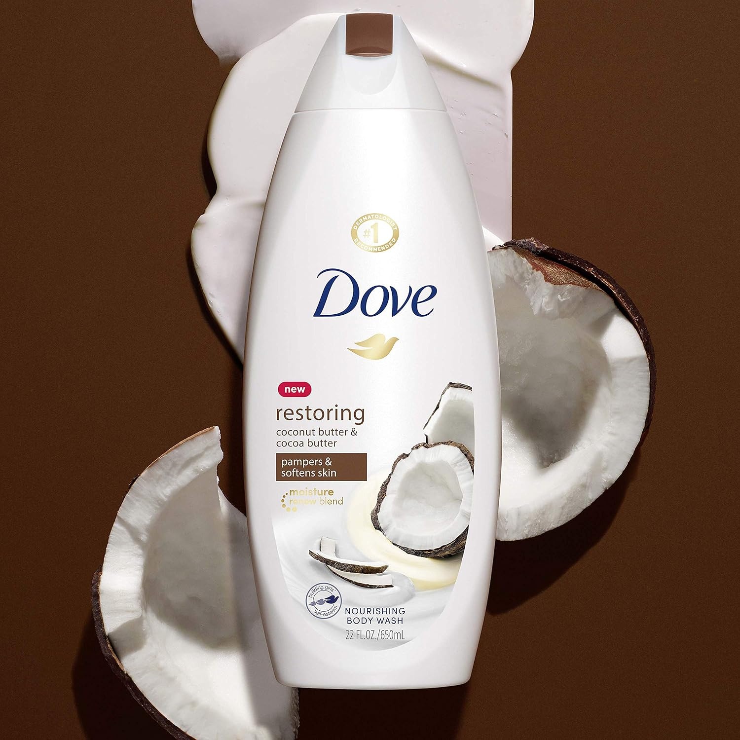 image:imageDove Purely Pampering Body Wash for Dry Skin Coconut Butter and Cocoa Butter Effectively Washes Away Bacteria While Nourishing Your Skin 22 oz 4 count24 Fl Oz Pack of 2