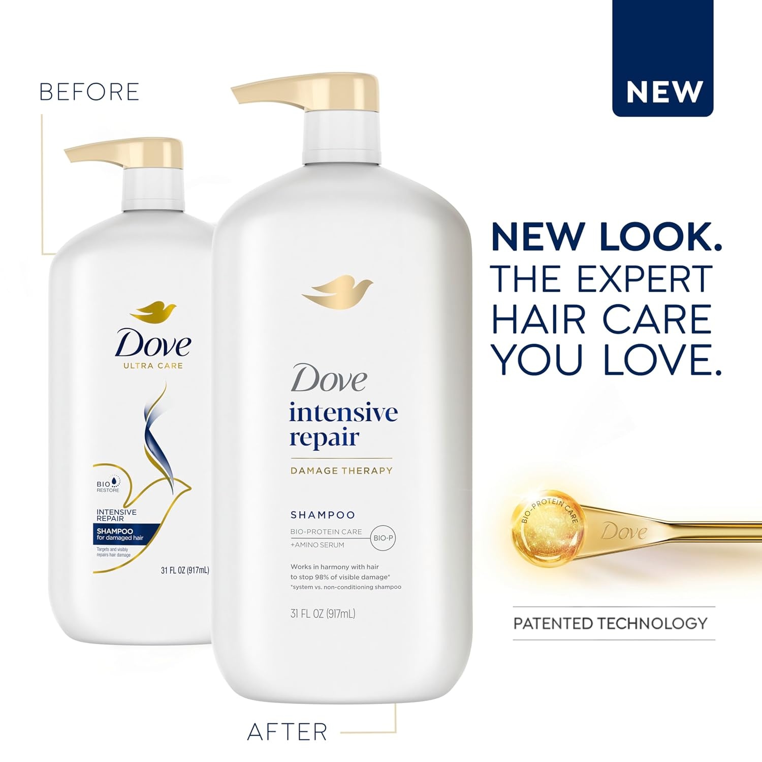 image:imageDove Shampoo Intensive Repair Pack of 4 for Damaged Hair Shampoo with BioRestore Complex 31 oz