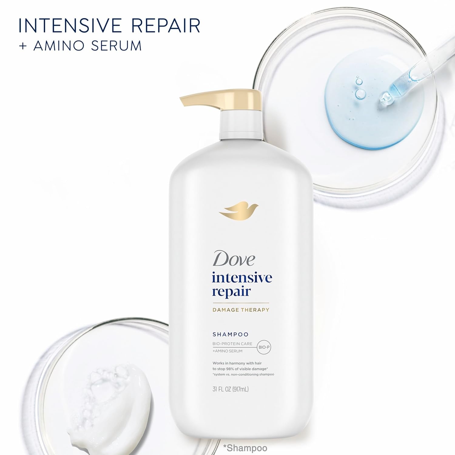 image:imageDove Shampoo Intensive Repair Pack of 4 for Damaged Hair Shampoo with BioRestore Complex 31 oz