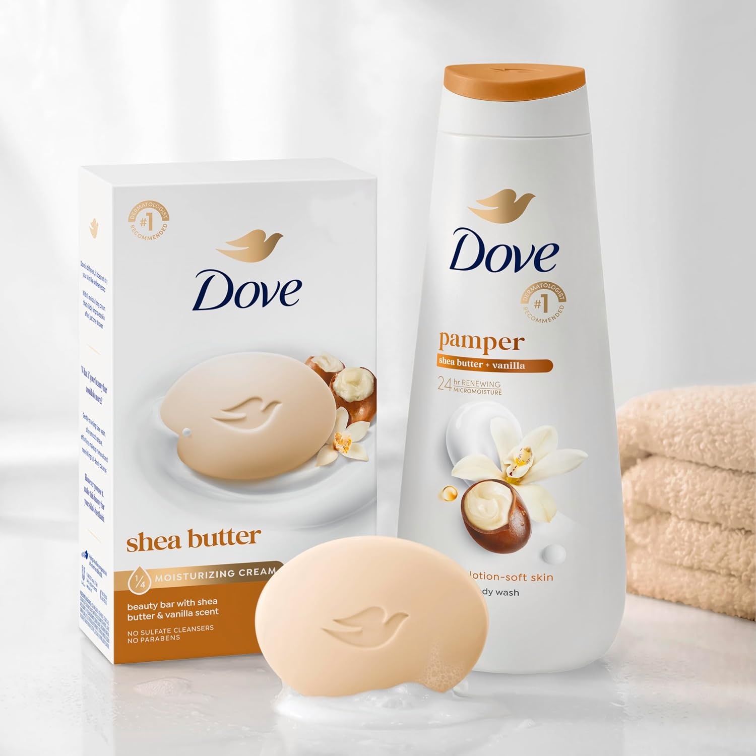 image:imageDove Shea Butter Beauty Bar Soap 8 Count Cleanser 375 oz I beauty bar1 Ounce Pack of 4