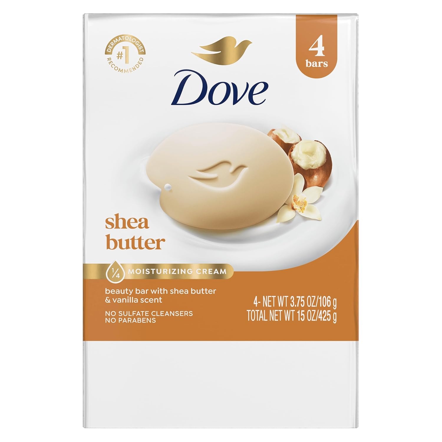 image:imageDove Shea Butter Beauty Bar Soap 8 Count Cleanser 375 oz I beauty bar1 Ounce Pack of 4